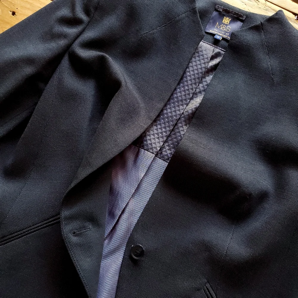 Marks & Spencer Women's Tailored Fit One Button Blue Blazer Size 12 - Picture 5 of 17